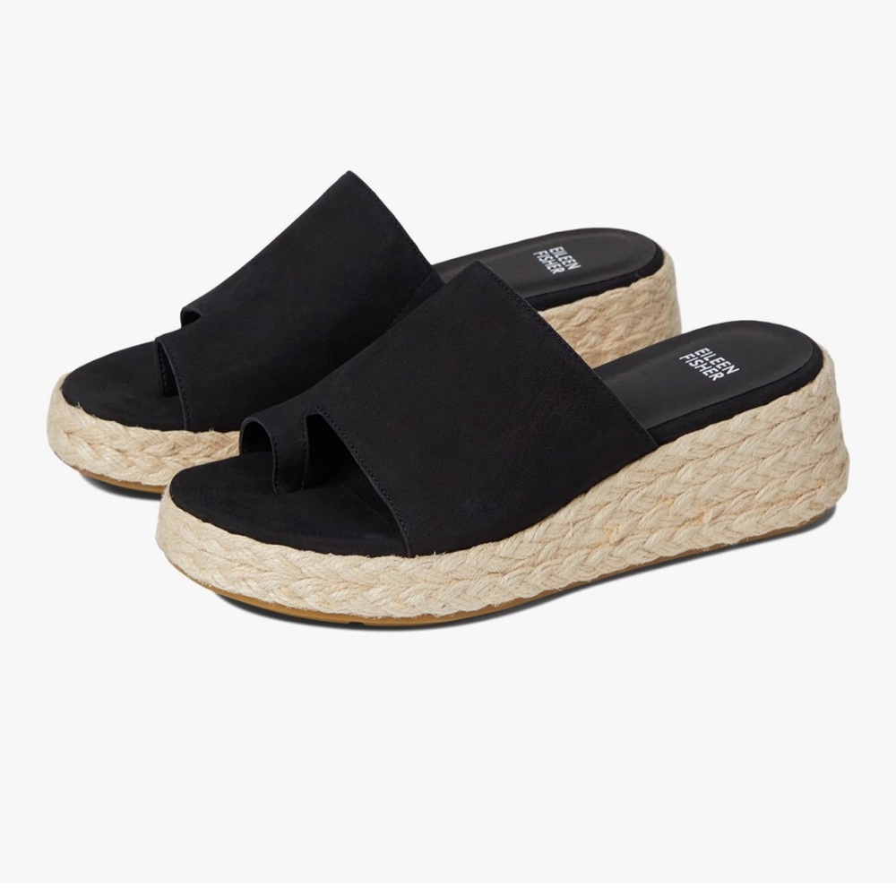 Eileen Fisher Tarry Black  Women's Slide Sandals size 6